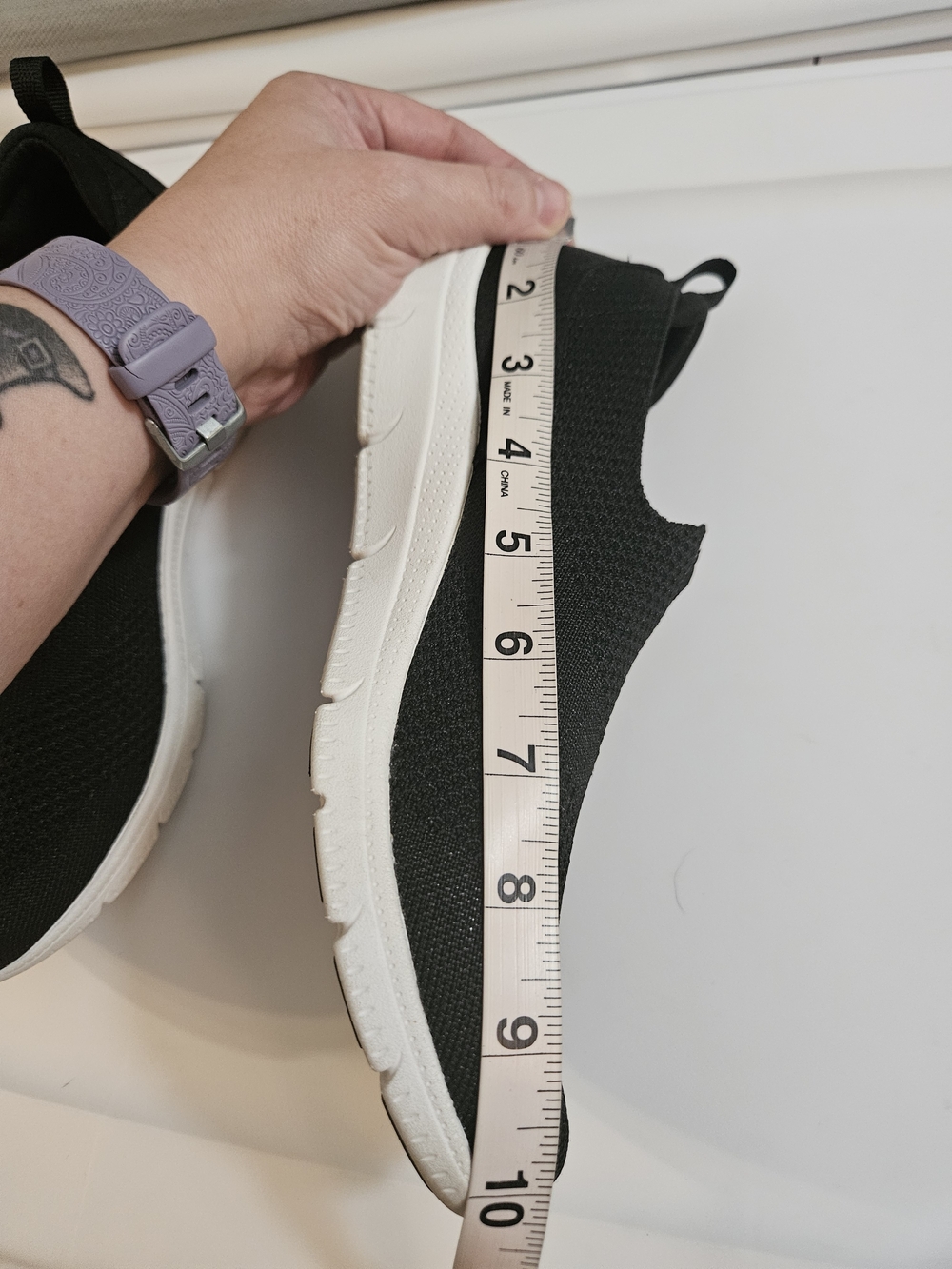Skechers Black Slip-On Knit Sneakers with White Sole - Picture 9 of 10